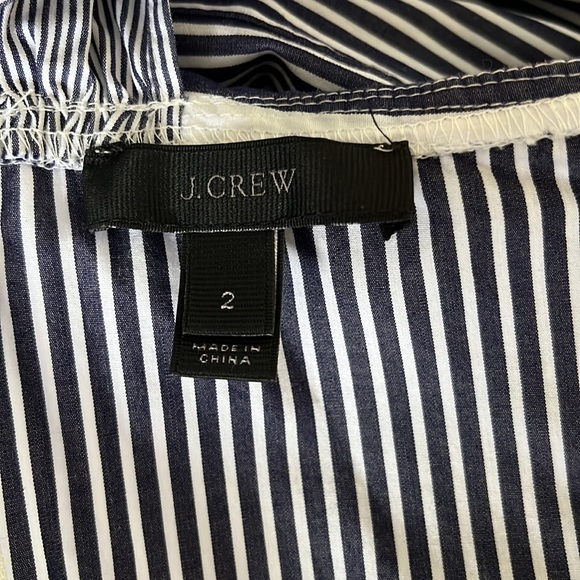 J. Crew Ruffles Off Shoulder Tie Neck blue stripes Top size 2 - Picture 7 of 8